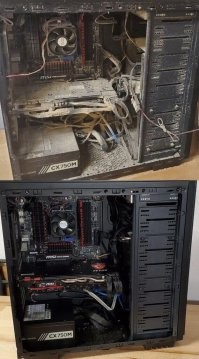 Видеокарту похоже с шампунем мыл.