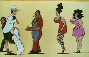 Мультфильм «Ограбление по...” 1978 года. Не то чтобы обнаженка. Но весьма рельефно...