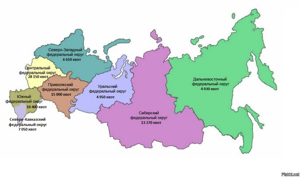 Карта рф по федеральным округам