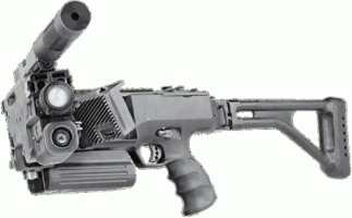 Никто не забыт, ничто не забыто.
Corner Shot предназначено для вооружения полицейских и армейских спец. подразделений действующих в городе. Устройство разработано и серийно производиться Американо - Израильской компанией Corner Shot Holdings L.L.C.
Правда говорят, что меткость хреновая. 
Что, в общем-то и понятно :)