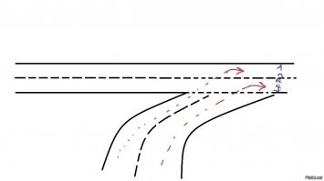 Ну так рег после перестроения оказался не в правой полосе (номер 3), а в междурядье (номер 2).
То есть ему следовало перестраиваться в позицию номер 1, и был бы прав. Но рег оказался на номере 2 и получается что уже его действия в дальнейшем следует расценивать как не уступил при перестроении.