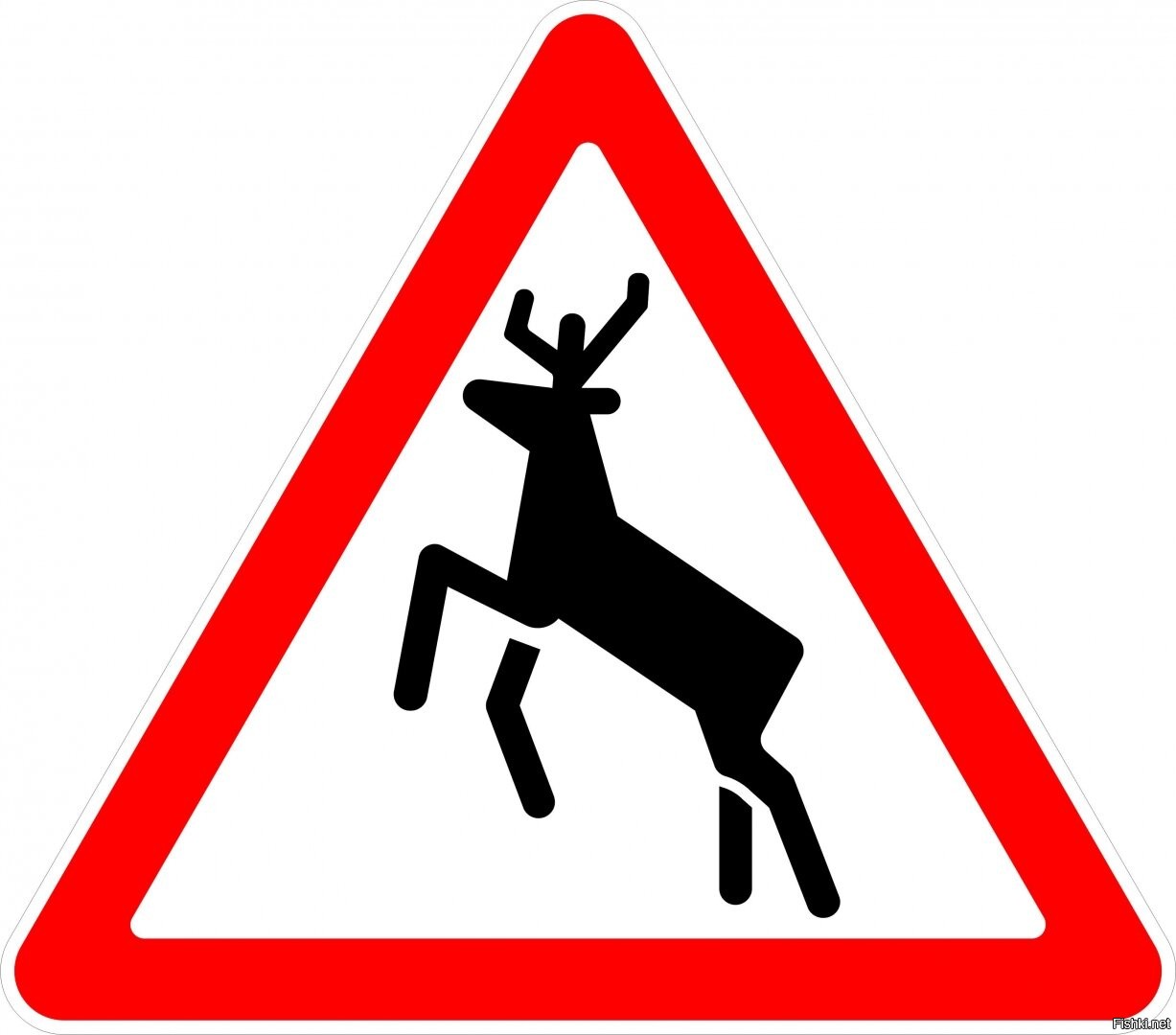 Дорожный знак олень в треугольнике
