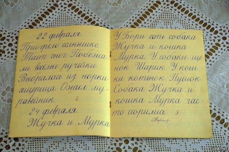 Это раньше грамотных, как на фото учили, ноне стандарты уже не те...