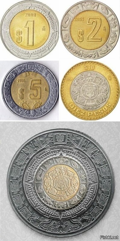 Мексиканские монеты собираются в календарь майя