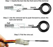 Съёмник пинов нужен для извлечения контактных гнёзд и штырей (тех самых "пинов") из пластикового корпуса разъёма. Конструкции разъёмов бывают разными, соответственно и съёмники тоже нужны свои под каждый тип разъёма.