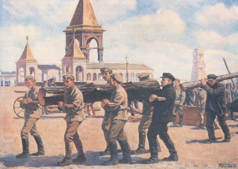 Ваня фантазии художников выдает за реальность.  Ванятка, это ведь не фото и кто знает как было на самом деле.  Даю идею - к апрелю пост создай: Ленин и бревно.