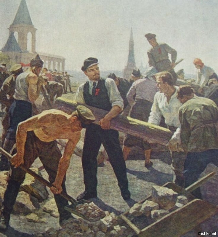 Ваня фантазии художников выдает за реальность.  Ванятка, это ведь не фото и кто знает как было на самом деле.  Даю идею - к апрелю пост создай: Ленин и бревно.
