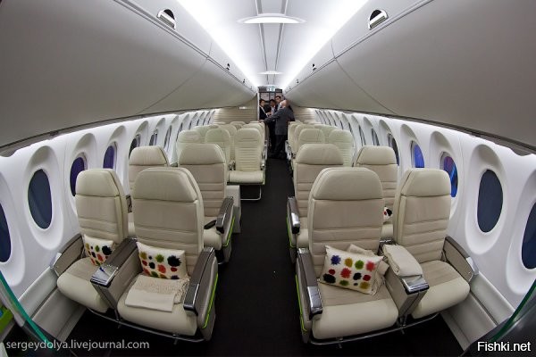 Про цвет сидений - хрень.
Синий чаще встречается потому, что на Боингах, самых распространённых гражданских авиалайнеров, работает лизайнер, которому нравится такой цвет. 
На самом деле салоны самолётов бывают различных цветов. Не только синих, но и:

Белых:




Серо-розовых:


Чёрно-красных:


И даже... Вот таких:


И ещё хотелось бы знать, с каким чувством аэрофобов ассоциируется вот такая расцветка?


-------------

"Любопытные пассажиры интересуются, почему категорически нельзя сажать самолет с полным баком, что может случиться? Дело в том, что вес самолета очень важен при взлете и посадке". 

Подобный ответ "любопытным" равнозначен ответу "потому что". Если уж самолёт взлетел, то сесть с полупустыми баками (А именно только такими они могут быть после нескольких часов полёта. В любом случае топлива там будет меньше, чем было при взлёте) он сможет однозначно. Бензин дожигают или сбрасывают (кстати, это случается далеко не всегда) для того, чтобы, в случае аварии, он не спалил всё к чёртовой матери от малейшей искры. Вес самолёта тут ни при чём.