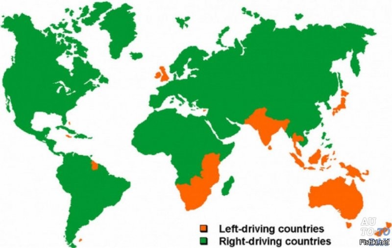 карта левостороннего и правостороннего движения