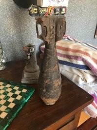Нашел в подвале на даче. Говорят, что использовался как прижим для квашеной капусты, но раньше этим кололи орехи