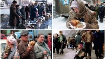 Скажите пожалуйста, а это постановочные кадры? 
А фильмы типа "Жмурки", "Бумер", "Брат", "Мама не горюй" и пр. - это типа, юмор и фантастика?
Такое впечатление, что Вы как космонавт: улетели на Север при Брежневе (еще всё хорошо), а вернулись при Путине (уже всё хорошо). А в "лихие 90-е" вас кормили через трубочку.