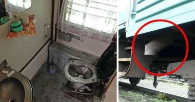 А ничего, что "источник удобрений" между рельс попасть не может, ибо сдвинут к стенке вагона?