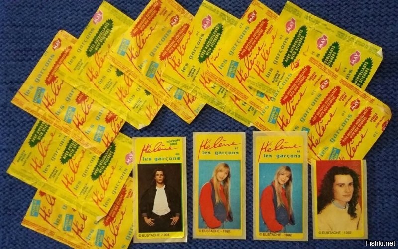 БомБиБом дынный клёвый был, там вкладыши машины были. Кола вкусная жевачка была. Бумер был, Ото-Мото. Лазер офигенный вкладыши с военной техникой. И во всех домах абсолютно в начале 90-х на зеркалах, шкафах холодильниках были наклейки Элен и Ребята.