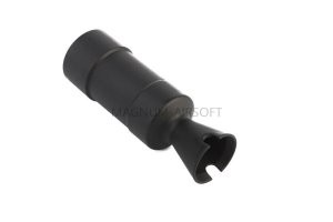 : колючая проволока насаживается на дуло и перебивается одним выстрелом. «Это буквально ноу-хау»
Охрененный ноу-хау. АКСУ дульный тормз-компенсатор. Было удобно так же и натягивать колючку поворачивая автомат.