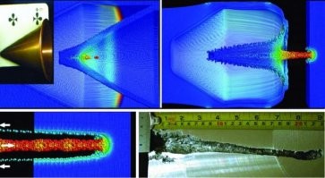 Во-первых, в снаряде расширяются не продукты взрыва, а продукты детонации. Взрыв - это слишком общее понятие.
Детонация   процесс химического превращения взрывчатого вещества, сопровождающийся освобождением энергии и распространяющийся по веществу в виде волны. В виде волны - это очень важно. Скорость этой волны для разных веществ разная - от 2 до 11 км/c.

Сам кумулятивный эффект показан размыто и неправильно. Под действием продуктов детонации кумулятивная воронка как бы выворачивается наружу и схлопывается, скорости при этом суммируется, в результате на некотором расстоянии (фокусное расстояние) формируется струя меди (кум. воронки чаще всего из меди, она хорошо тянется... из золота конечно лучше) которая движется со скоростью до 10км/c и размывает броню (В прямом смысле этого слова! Не прожигает, а именно размывает!) как струя из керхера землю, например.

Кумулятивный эффект все видят в реальной жизни очень часто, только не придают этому значение. Это капля, или любое тело падающее в жидкость. Воронка жидкости потом схлопывается и назад вылетает струя. Это и есть самая настоящая кумулятивная струя.

Как-то так...