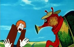 Похож на художника из мульта "Контакт"