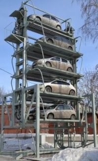 Многоуровневые паркинги и сейчас есть.  Механизированный паркинг роторного типа. И цена не такая уж высокая.  4 800 000 руб.