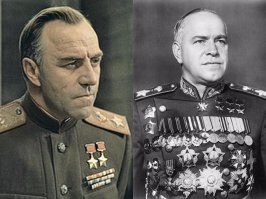 Ульянов в фильме Озерова «Битва под Москвой», когда отчитывает Рокоссовского и выдаёт: «Стоять насмерть!», всякий раз верю, что это реальный Жуков.