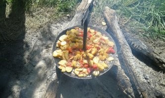 Усковорода маловата будет, у меня такая штука, разок завтрак на всех 20 яиц)