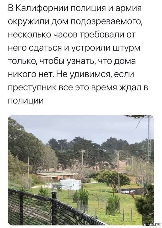 Очень смешная сцена штурма полицией квартиры из книги "Запертая комната"

Он нажал кнопку звонка.
Точка-тире… пауза… четыре точки… пауза… тире-точка.
Все замерли в ожидании.
Кто-то шумно перевел дух.
Потом скрипнул чей-то башмак.
Цакриссон звякнул пистолетом. Звякнуть пистолетом   это
ведь надо суметь!
Звяк-бряк… Смешное слово.
У Колльберга забурчало в животе. Должно быть, от
мыслей об икре. Рефлекс, как у павловских собак.
А за дверью   ни звука. Две минуты прошло, и хоть бы
что.
По плану полагалось выждать еще десять минут и
повторить сигнал.
Колльберг поднял руку, давая понять, чтобы освободили
лестничную площадку. Подчиняясь его приказу, Цакриссон
и проводник с собакой поднялись на несколько ступенек
вверх, а эксперт по газам спустился вниз.
Рённ и Гюнвальд Ларссон остались на своих местах.
Колльберг хорошо помнил план, но не менее хорошо он
знал, что Гюнвальд Ларссон отнюдь не намерен следовать
намеченной схеме. Поэтому он и сам отошел в сторонку.
Гюнвальд Ларссон стал перед дверью и смерил ее
взглядом. Ничего, можно справиться…
«Гюнвальд Ларссон одержим страстью вышибать двери»,
подумал Колльберг. Правда, он почти всегда проделывал
это весьма успешно. Но Колльберг был принципиальным
противником таких методов, поэтому он отрицательно
покачал головой и всем лицом изобразил неодобрение.
Как и следовало ожидать, его мимика не возымела
никакого действия. Гюнвальд Ларссон отступил на
несколько шагов и уперся правым плечом в стену. Рённ
приготовился поддержать его маневр. Гюнвальд Ларссон
чуть присел и напрягся, выставив вперед левое плечо,  
живой таран весом сто восемь килограммов, ростом сто
девяносто два сантиметра. Разумеется, Колльберг тоже
изготовился, раз уж дело приняло такой оборот. Однако
того, что случилось в следующую минуту, никто не мог
предвидеть.
Гюнвальд Ларссон бросился на дверь, и она распахнулась
с такой легкостью, будто ее и не было вовсе.
Не встретив никакого сопротивления, Гюнвальд Ларссон
влетел в квартиру, с разгона промчался в наклонном
положении через комнату, словно сорванный ураганом
подъемный кран, и въехал головой в подоконник.
Подчиняясь закону инерции, его могучее тело описало в
воздухе дугу, да такую широкую, что Гюнвальд Ларссон
пробил задом стекло и вывалился наружу вместе с тучей
мелких и крупных осколков. В самую что ни на есть
последнюю секунду он выпустил пистолет и ухватился за
раму. И повис высоко над землей, зацепившись правой
рукой и правой ногой. Из глубоких порезов в руке
хлестала кровь, штанина тоже окрасилась в алый цвет.
Рённ двигался не столь проворно, однако успел
перемахнуть через порог как раз в тот момент, когда
дверь со скрипом качнулась обратно. Она ударила его
наотмашь в лоб, он выронил пистолет и упал навзничь на
лестничную площадку.
Как только дверь после столкновения с Рённом
распахнулась вторично, в квартиру ворвался Колльберг.
Окинув комнату взглядом, он убедился, что в ней никого
нет, если не считать руки и ноги Гюнвальда Ларссона,
бросился к окну и ухватился за ногу обеими руками.
Опасность того, что Гюнвальд Ларссон упадет и разобьется
насмерть, была весьма реальной. Навалившись всем телом
на его правую ногу, Колльберг изловчился и поймал
левую руку коллеги, которой тот силился дотянуться до
окна. Несколько секунд чаша весов колебалась, и у обоих
было такое чувство, что они вот-вот полетят вниз. Но
Гюнвальд Ларссон крепко держался исполосованной
правой рукой, и, напрягая все силы, Колльберг ухитрился
втянуть своего незадачливого товарища на подоконник, где
он, хотя и сильно пострадавший, был в относительной
безопасности.
В эту минуту Рённ, слегка ошалевший от удара по голове,
пересек порог на четвереньках и принялся искать
оброненный пистолет.
Следующим в дверях появился Цакриссон, за ним по
пятам шла собака. Он увидел ползающего на четвереньках
Рённа с расквашенным лбом и лежащий на полу пистолет.
Увидел также у разбитого окна окровавленных Колльберга
и Гюнвальда Ларссона.
Цакриссон закричал:
  Ни с места! Полиция!
После чего выстрелил вверх и попал в стеклянный шар
под потолком. Лампа разлетелась вдребезги с
оглушительным шумом.
Цакриссон повернулся кругом и следующим выстрелом
поразил собаку. Бедняжка осела на задние лапы и жутко
завыла.
Третья пуля влетела в открытую дверь ванной и пробила
трубу. Длинная струя горячей воды с шипением ударила
прямо в комнату.
Цакриссон еще раз дернул курок, но тут заело механизм.
Вбежал проводник собаки.
  Эти гады застрелили Боя,   вскричал он и схватился за
оружие. Размахивая пистолетом, он искал безумным
взглядом виновника, чтобы воздать ему по заслугам.
Пес выл страшнее прежнего.
Полицейский в сине-зеленом пуленепробиваемом жилете, с
автоматом в руках ворвался в квартиру, зацепил ногой
Рённа и растянулся во весь рост. Его автомат прокатился
по паркету в дальний угол. Собака   видно, ее рана была
не смертельная   впилась ему зубами в икру.
Полицейский истошным голосом стал звать на помощь.
Колльберг и Гюнвальд Ларссон уже сидели рядом на полу,
основательно изрезанные и совершенно обессиленные. Но
голова у них работала, и оба в одно время пришли к
двум идентичным выводам. Во-первых: в квартире никого
не было, ни Мальмстрёма, ни Мурена, ни кого-либо еще.
Во-вторых, дверь была не заперта и, скорее всего, даже не
закрыта как следует.
Кипящая струя из ванной хлестнула Цакриссона по лицу.
Полицейский в жилете полз к своему автомату. Собака
волочилась следом, вонзив клыки в мясистую ногу.
Гюнвальд Ларссон поднял окровавленную руку и заорал:
  Кончайте, черт побери…
В ту же секунду «газовщик» одну за другой бросил в
квартиру две гранаты со слезоточивым газом. Они упали
на пол между Рённом и проводником собаки и тотчас
взорвались.
Раздался еще один выстрел; кто именно выстрелил  
установить не удалось, но скорее всего, это был
проводник. Пуля ударилась о батарею отопления в
сантиметре от колена Колльберга, рикошетом отскочила на
лестничную площадку и ранила «газовщика» в плечо.
Колльберг попытался крикнуть: «Сдаемся! Сдаемся!»   но
из его горла вырвалось лишь хриплое карканье.
Газ мгновенно распространился по квартире, смешиваясь с
паром и пороховым дымом.
Пять человек и одна собака стонали, рыдали и кашляли в
ядовитой мгле.
Шестой человек сидел на лестничной клетке и подвывал,
прижимая к плечу ладонь.
Откуда-то сверху примчался взбудораженный Бульдозер
Ульссон.
  Что такое? В чем дело? Что тут происходит?  
допытывался он.
Сквозь туман из квартиры доносились жуткие звуки.
Кто-то скулил, кто-то сдавленным голосом звал на
помощь, кто-то невнятно чертыхался.
  Отставить!   визгливо скомандовал Бульдозер,
поперхнулся газом и закашлялся.
Он попятился по ступенькам вверх, но облако газа
следовало за ним. Тогда Бульдозер приосанился и обратил
грозный взгляд на едва различимый дверной проем.
  Мальмстрём и Мурен,   властно произнес он, обливаясь
слезами.   Бросайте оружие и выходите! Руки вверх! Вы
арестованы!