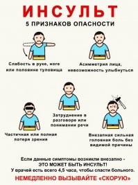 Инсульт - очень частая проблема. За прошлый год столкнулся с ним дважды: сначала у отца друга (выжил, но остался частично парализован), потом у моей мамы (вовремя распознали, успели привезти в больницу, купили лучшие лекарства и как результат из лежачей и ничего не понимающей восстановилась почти полностью за месяц, хотя врачи готовили к худшему). 
Признаки инсульта должен знать каждый! Вы можете спасти жизнь и здоровье близкому или совсем незнакомому человеку просто вовремя вызвав скорую помощь. Не проходите мимо странно ведущего себя человека. Будьте людьми!