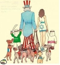 Это работа Европейского карикатуриста. Показывает, к сожалению, место наших братьев по мнению дяди Сэма.