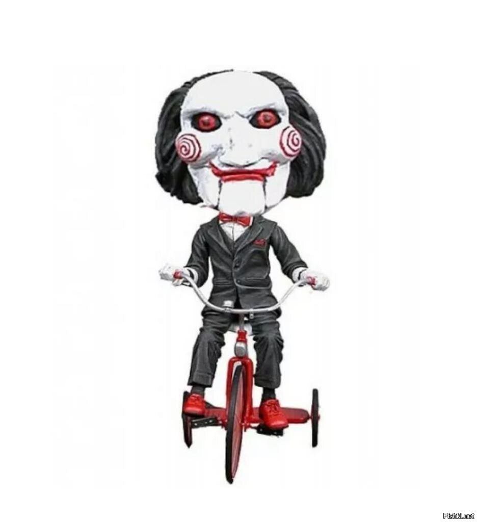 Saw toy. Кукла из пилы на велосипеде.