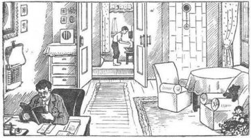 Лучше такое разгадайте. Вот тут точно можно сказать, что кроме школьника из СССР хрен это кто разгадает. 

Глядя на рисунок, ответьте на следующие вопросы:

В какое время года показана эта квартира?
В какой месяц?
Ходит ли теперь в школу мальчик, которого вы видите, или у него каникулы?
Есть ли в квартире водопровод?
Кто живет в этой в квартире кроме отца и сына, которых вы видите на рисунке?
Какова профессия отца?