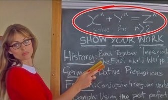 В фильме «Ослепленный ослеплением» Элизабет Херли, играющая дьявола, в роли учительницы стирает математическое уравнение со школьной доски. Математики оценят этот эпизод: ведь на доске - теорема Ферма, одну из самых известных теорем математики, которую ученым не удавалось решить много десятилетий. Да, только дьявол может подкинуть школьникам такую задачку!