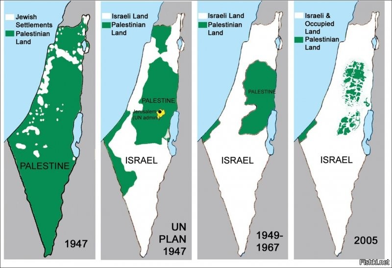 Как менялась территория Израиля с 1947. 
Еще есть вопросы ?