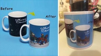 Before и After - это имеется в виду одна кружка, а не две. Суть в том, что рисунок проявляется под действием температуры. Хотя по факту прислали не совсем это