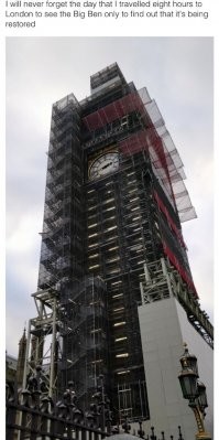 Кто-нибудь, расскажите ему, что БигБен это колокол, а то что в лесах это "Елизаветинская башня"