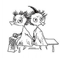 Это Миса и Хомса из "Опасного лета".
Тофсла Вифсла маленькие человечки с чемоданом из "Шляпы Волшебника".