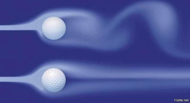 не совсем так, ямочки на мяче для гольфа служат для увеличения дальности полета, за счет локальных микро завихрений, поток обтекаемого воздуха стает более ламинарным ( не срывается в вихрь позади мяча и не отрывается от его поверхности) от этого аэродинамическое сопротивление меньше и мяч летит дальше, на траекторию полета это слабо влияет, особенно если мяч не закручен.