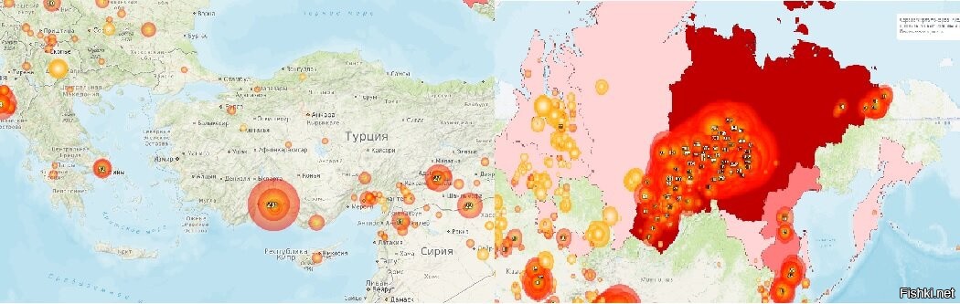 Карта с пожарами