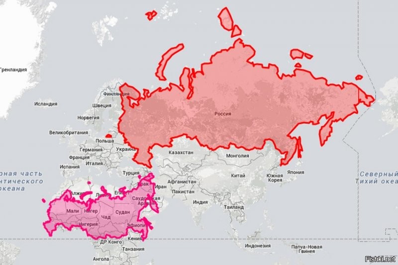 Вы еще не  были в 5 классе или прогуливали географию? 
1.  Вы не знаете что такое "искажения на карте".  см. ниже, Реальное соотношение России и Африки без растяжения зон. 
2. Вы не знаете даже где находится Анталия, она точно не в Казахстане и не на берегу Каспийского моря....
----
Диалог окончен...