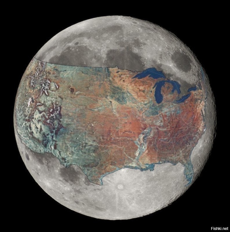 А Россия занимала бы почти всю видимую площадь Луны