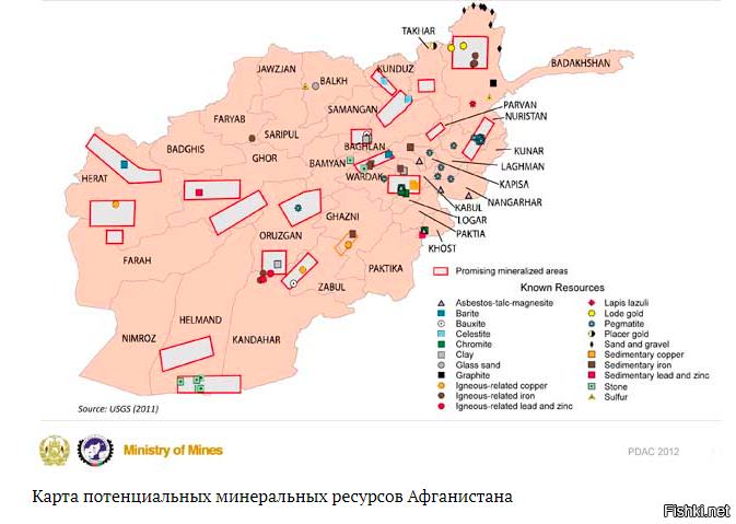 Карта полезных ископаемых афганистана