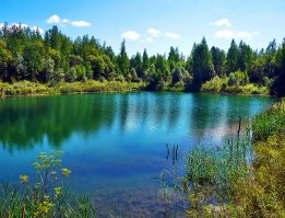 В Курской области на отвалах Михайловского ГОКа образовались несколько озёр разного цвета. Самое красивое бирюзовое, фото цвет слабо передаёт, но зрелище фееричное. Глубоко, вода прозрачная чистейшая и летом чуть не горячая. Два небольших пляжа. Короче, до августа прошлого года являлось областной достопримечательностью. А потом руководство ГОКа взорвало его берега. Сказали - оползень. Ага, прям там скалы, сели, землетрясения, что обвалилось со всех сторон и пляжи снесло. СУКИ!!!