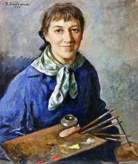 Повезло попасть на экскурсию с отличным искусствоведом на эту выставку. Кстати,  очень рекомендую ознакомиться с жизнью художника если идёте сами или попасть на экскурсию. Того же Филонова, например, можно проскочить не заметив.
Что касается Зинаиды Серебряковой, то она родилась в чудесном семействе Бенуа-Лансере, а это несколько поколений архитекторов,  скульптуров, художников. И по её воспоминаниям в детстве они постоянно рисовали. Так что порода взяла своё :)
Ну и пара автопортретов. Второй прям "художница и её любимый цвет" :)