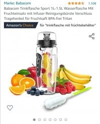 Ну собственно это бутылка для воды, в ёмкость кладут (чаще всего) цитрусовые для придания вкуса.

Стало модным, когда пошла тема, что лимонная (огуречная, имбирная) вода способствуют похудению.