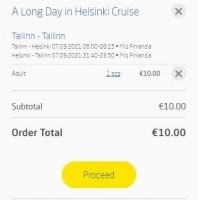 Актуальный ценник на однодневную поездку из Таллинна в Хельсинки и обратно.

10 евро за дорогу в оба конца.