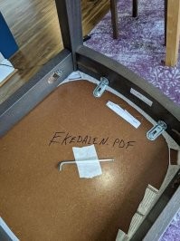 Название на наклейке написано, зачем дублировать? Ну а приклеить тогда нужно кроме шестигранника еще и отвертку крестовую. Да и инструкцию можно на флешку и тоже приклеить, если у хозяина мебели настолько беда с мозгами.