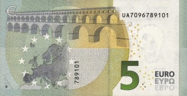 если внимательно присмотреться в левом верхнем углу вертикально написано "EURO"
===
А у этой банкноты серия UA - это не делает ее гривной.
