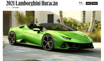 Новый Huracán 2021 года стоит 214к, но владелец посмотрел на покупателя: Носки, сандалики, блогер...
и продал свою б/у за 225к (хотя ей красная цена 160-170)
====
За зеленый кабриолет Huracán Spyder в салоне просили справедливую цену 240к (такой новый стоит $293,695)
 ----
Богатый лох, богатство уйдет, а лох останется...