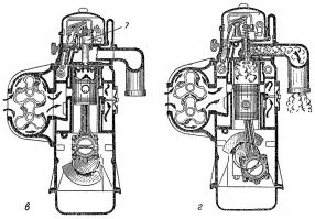 Нормально подразумевает.
Чисто от балды нашлось в инете (2 картинки)

На американских грузовиках долго пользовали турбированный двухтактник 8V71T Detroit Diesel.