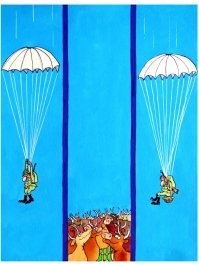 Приземление парашютиста на стадо баранов