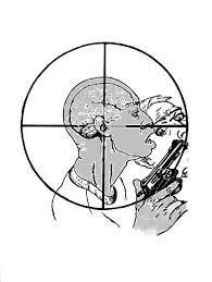 Это в ЦСКА , наверно, надо попасть в гипофиз
Вот несколько образцов мишеней для полицейского снайпинга. Мало попасть в тушку, мало попасть даже в голову - попасть необходимо в конкретный участок.