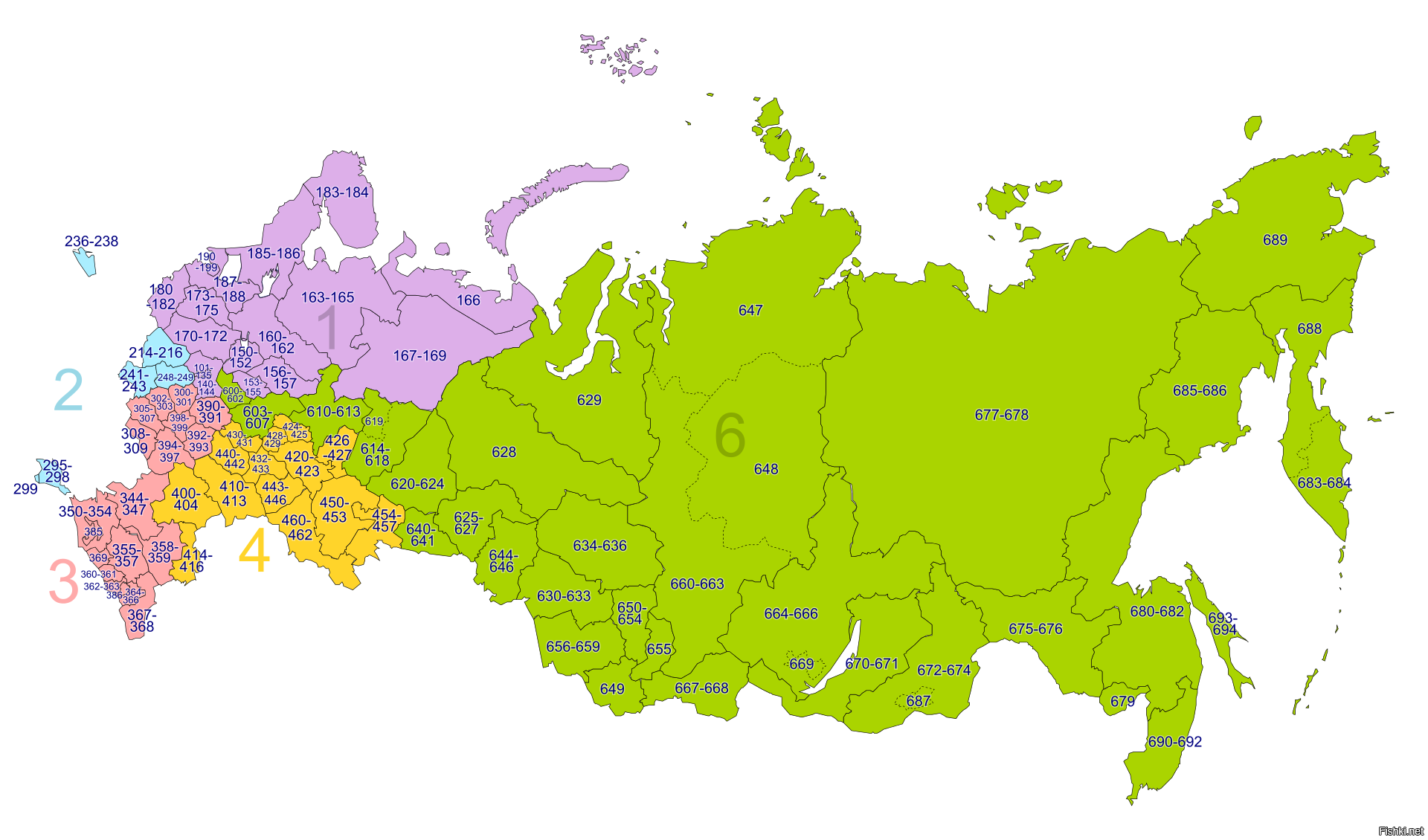 Карта регионов россии с номерами регионов