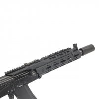 У меня вот такой быстросъёмный низкопрофильный крон и загонник. Ставлю по надобности. Перепробовали уже кучу цевий, от зенитки до израильских. Кроме дополнительного веса преимуществ не давали, а со временем начинали люфтить. 
Хорошее решение шасси от SAG. Но цена вопроса.. Плюс вес. А высокоточку из АК всё равно не сделаешь.